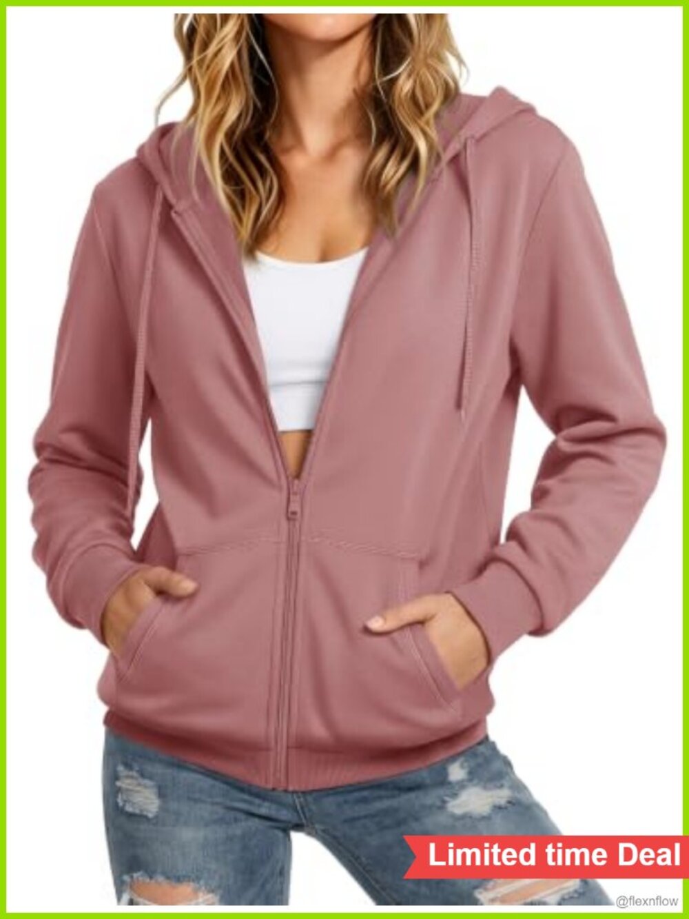 Fleece Lined Full Zip Hoodie Women's Casual Long Sleeve Sweatshirt